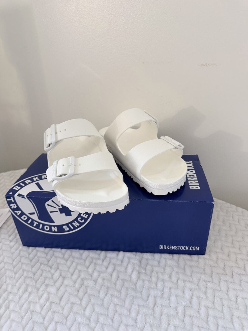 Birkenstock Arizona EVA Slide White EU37 Womens US 7 Narrow fit